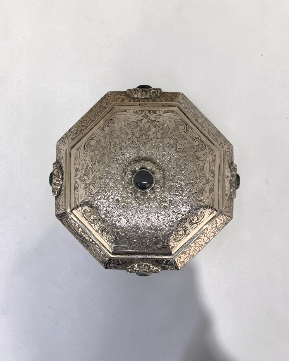 Boîte en argent avec de pierres dures - Italie, début du XXe siècle-photo-2